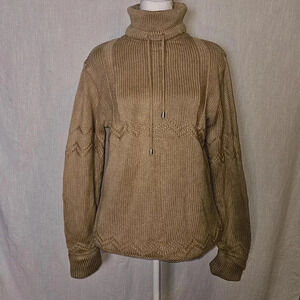 Classiques Entier Merino Wool Brown Drawstring Mock Neck Sweater SZ M